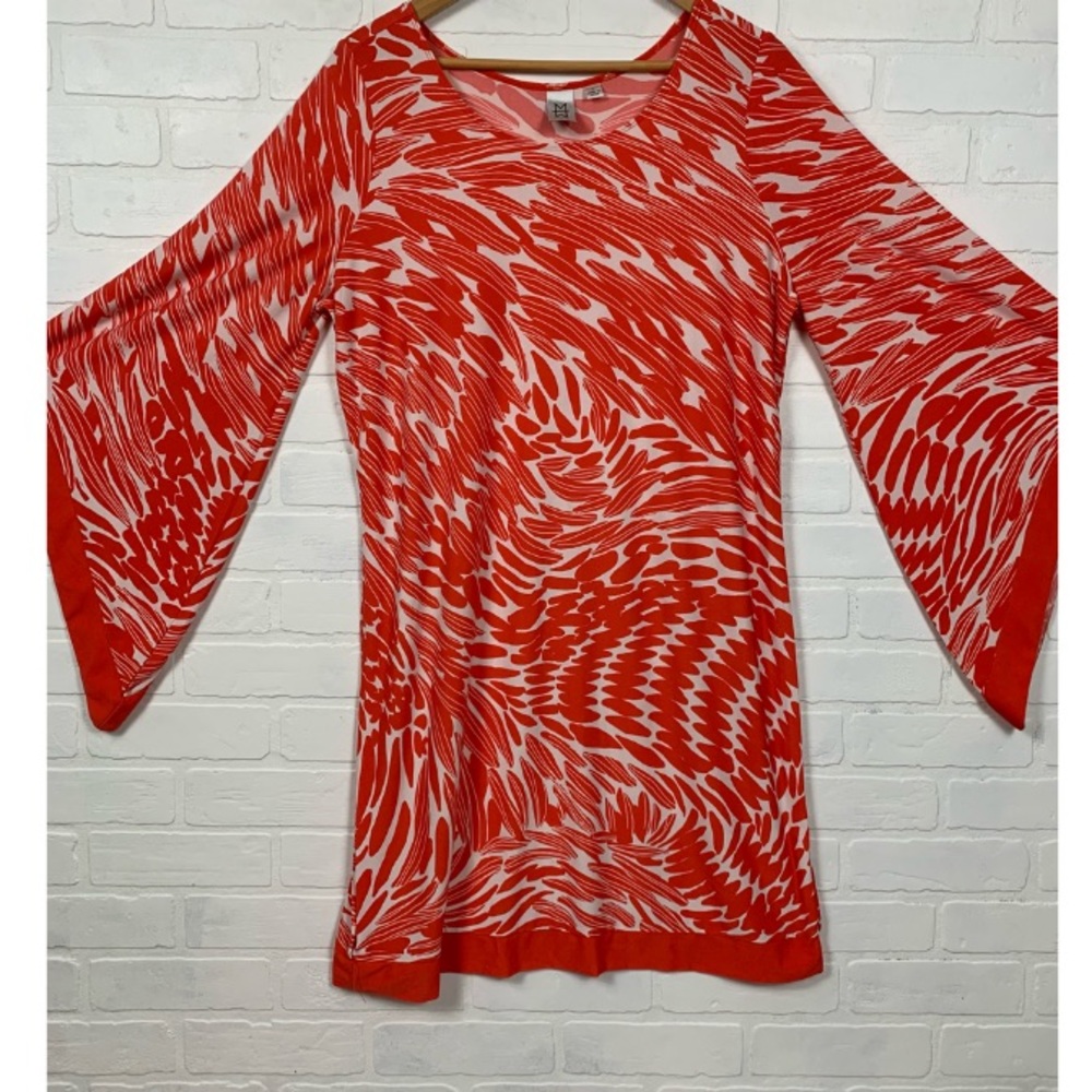 Lightweight Pointed Kimono Wing Sleeve Coral Dress - Picture 1 of 6
